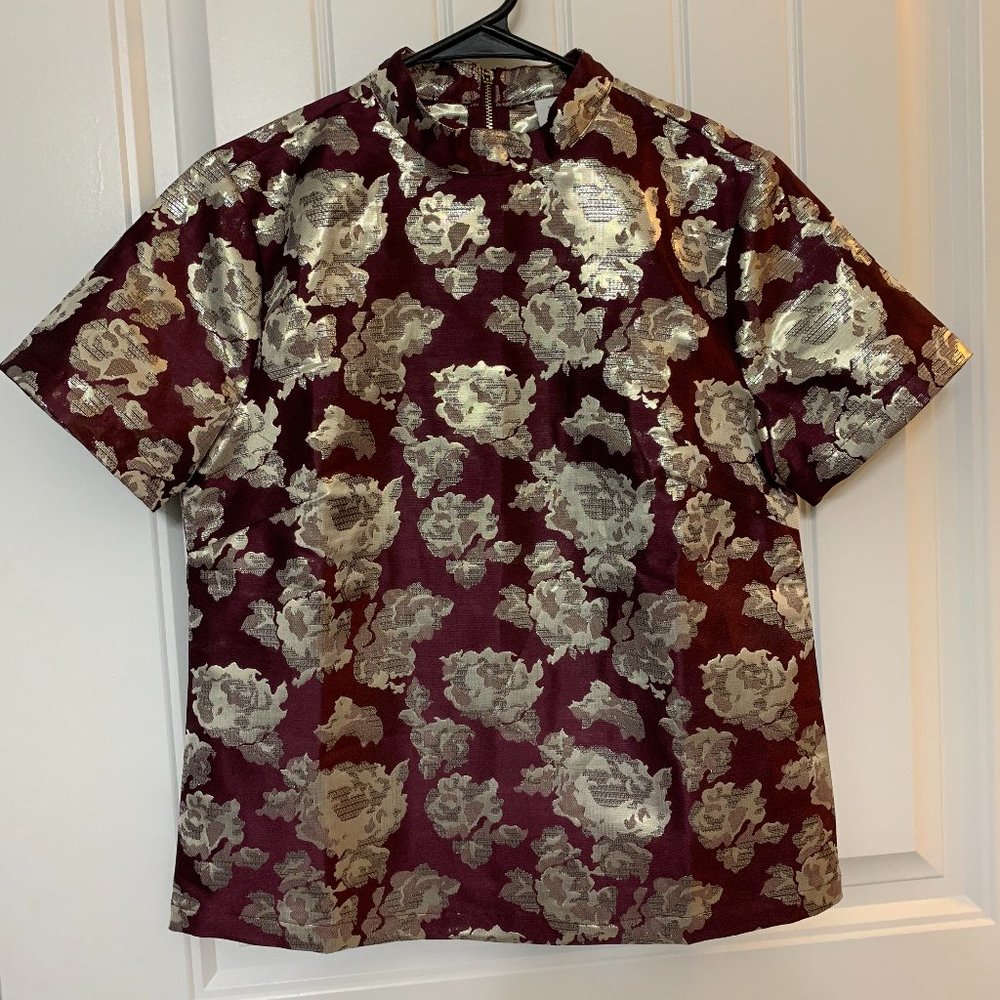 Metallic floral blouse